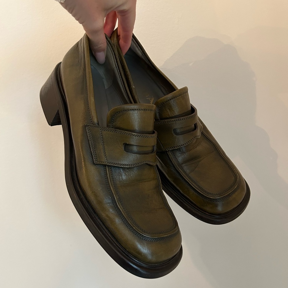 SOLD do not buy Vintage Olive Green Prada Loafers, size 38